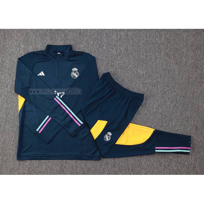 Tuta da Track de Felpa del Real Madrid Bambino 2023-2024 Blu